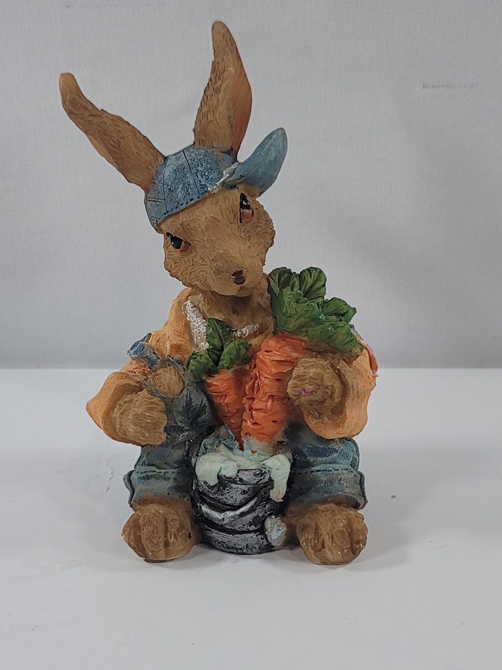 Bunny Rabbit Hat And Overalls With Carrots Figurine Gardner